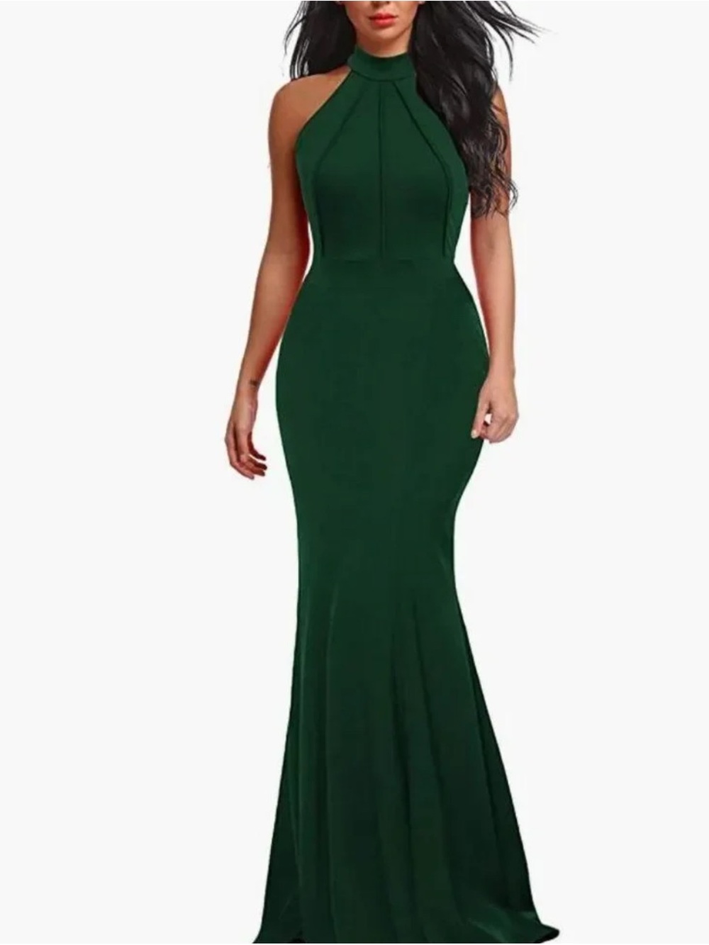 Berydress Elegant Forest Green Halter Mermaid Style Dress-Size S
